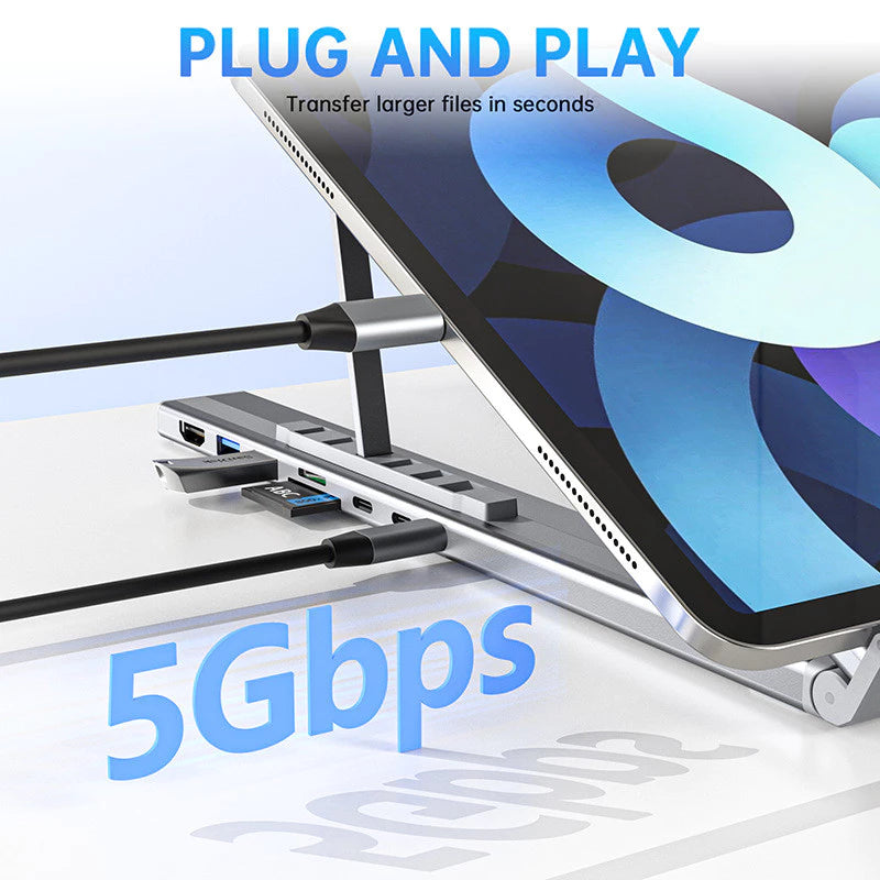 8-in-1 Docking Station Laptop Stand Foldable Compatible with All Laptop Brands